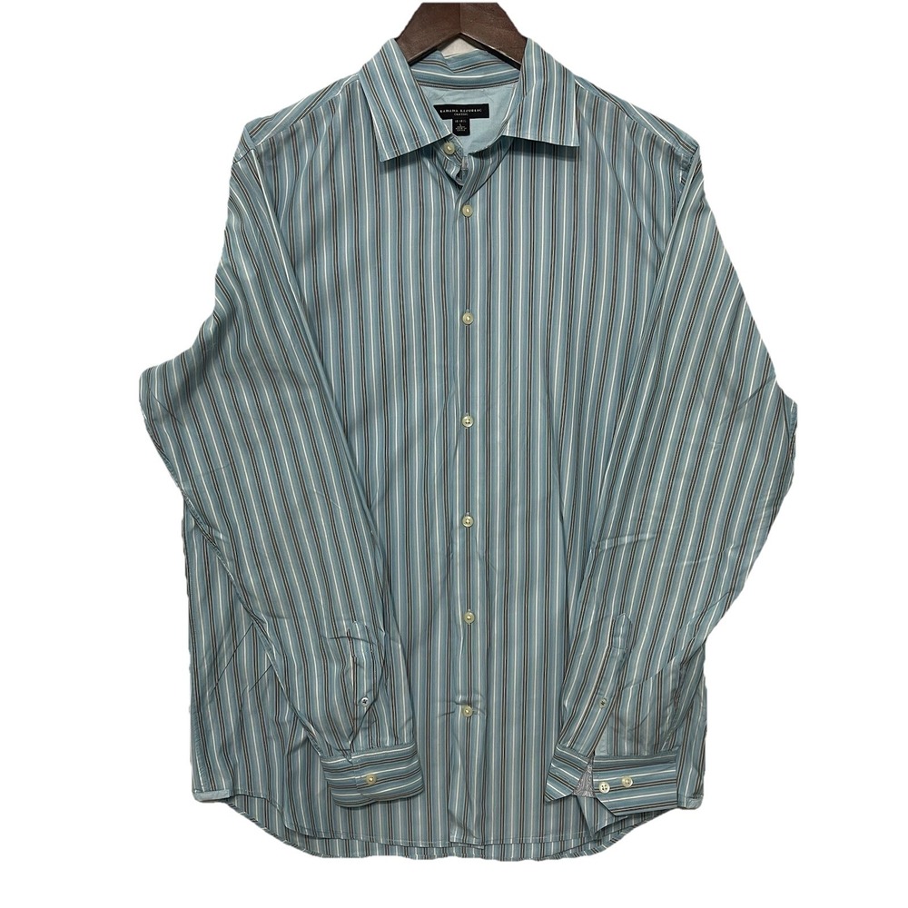 Banana Republic Classic Mens L 16-16.5 Blue Stripe 100% Cotton Dress Shirt